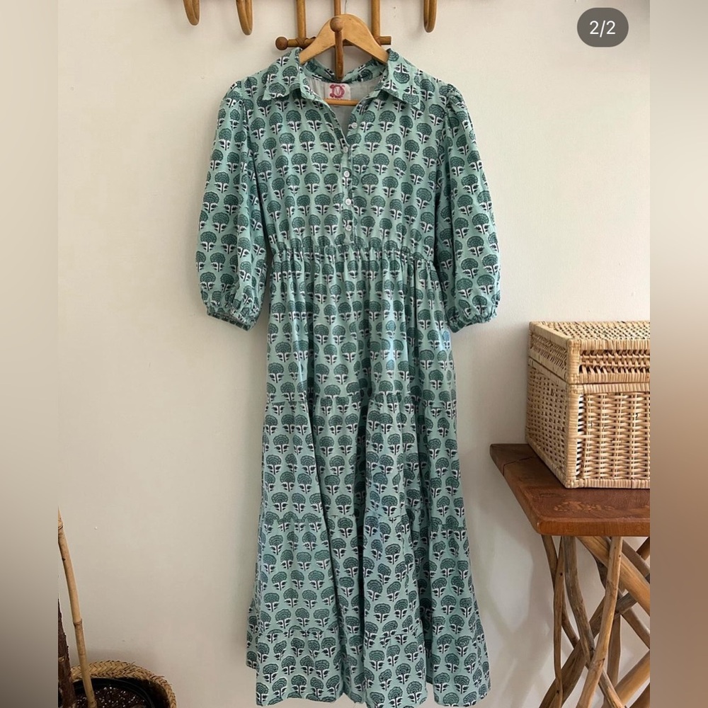 Block print puff dress